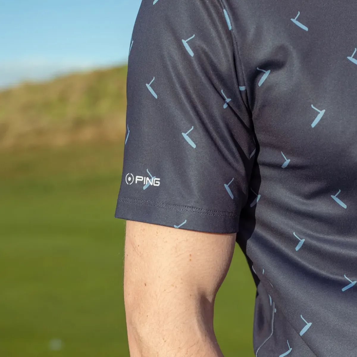 Clearance Men's Gold Putter Print Golf Polo Shirt Men's Polo Shirts