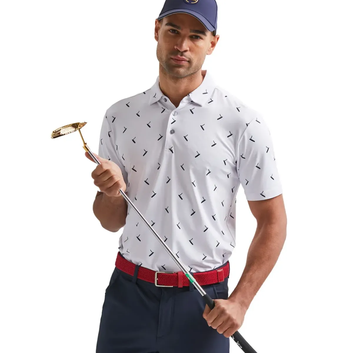 Outlet Men's Gold Putter Print Golf Polo Shirt Men's Polo Shirts