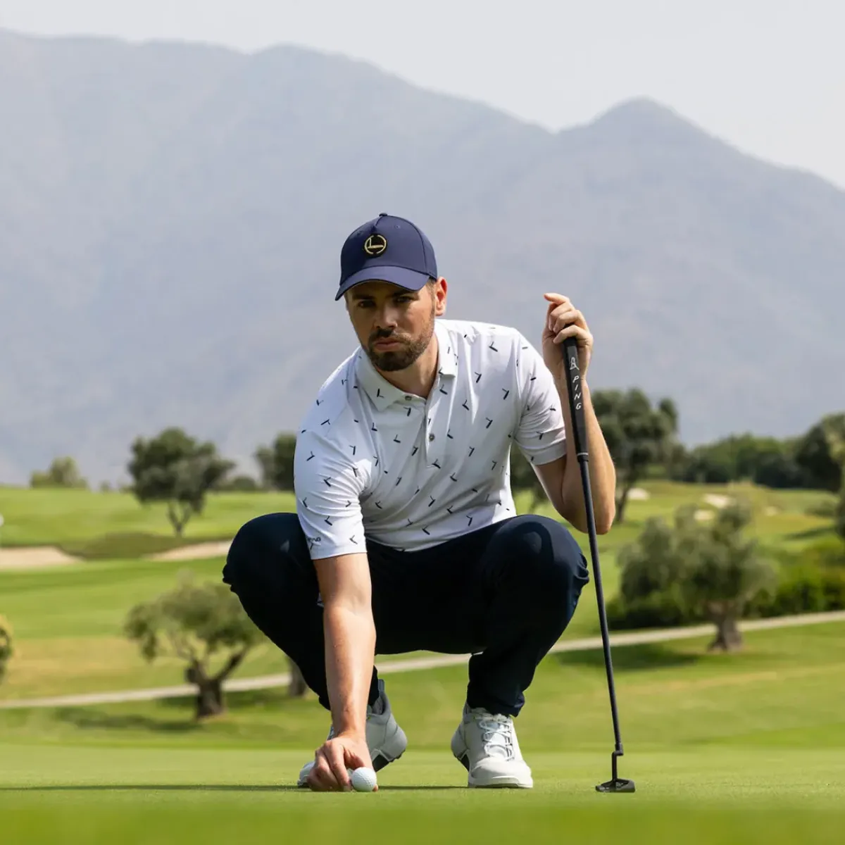 Outlet Men's Gold Putter Print Golf Polo Shirt Men's Polo Shirts