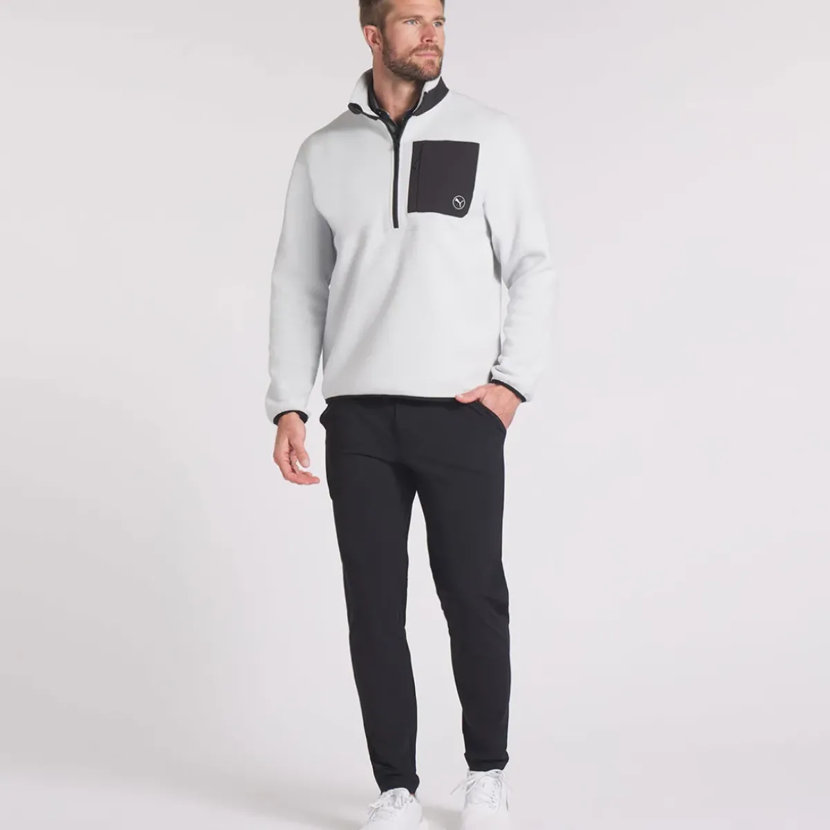 Sale PUMA Fleece Pocket Half Zip Golf Mid Layer Men's Sweaters|Men's Midlayers