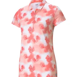 Outlet PUMA Ladies CLOUDSPUN Watercolour Floral Stretch Golf Polo Shirt Ladies Polo Shirts