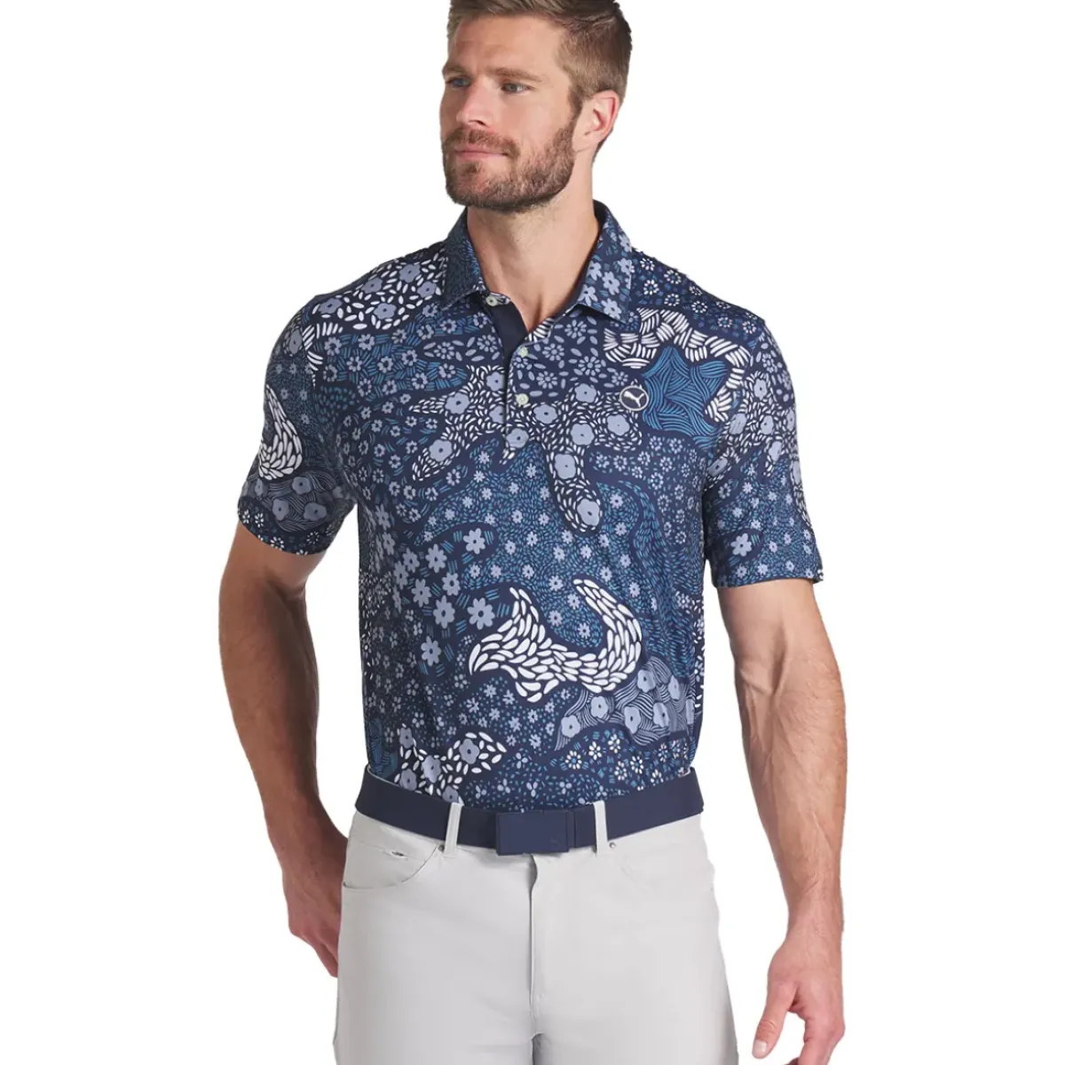 Discount PUMA Men's CLOUDSPUN Bloom Golf Polo Shirt Men's Polo Shirts