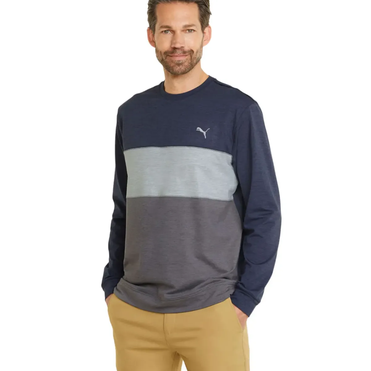 Discount PUMA Men's CLOUDSPUN ColourCrewneck Golf Midlayer Men's Sweaters|Men's Midlayers