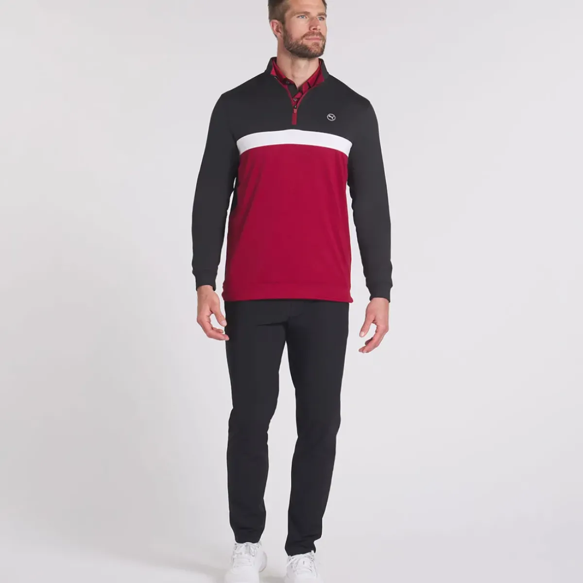 Clearance PUMA Men's Pure Colorblock Quarter Zip Golf Midlayer Men's Sweaters|Men's Midlayers