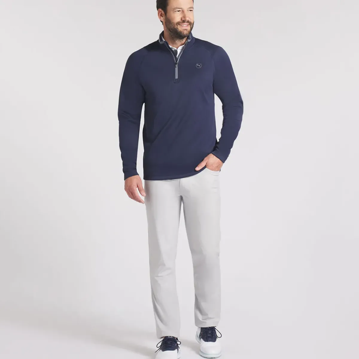 New PUMA Men's Waffle Fleece Quarter Zip Golf Mid Layer Men's Sweaters|Men's Midlayers