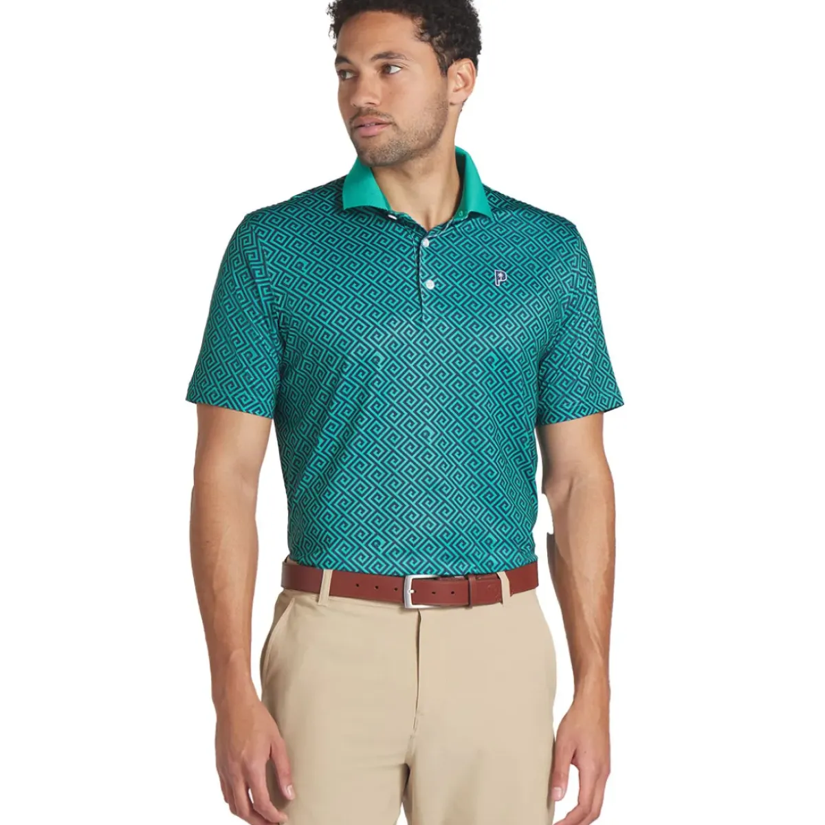PUMA Men's X Palm Tree Crew Resort Golf Polo Shirt Men's Polo Shirts