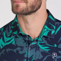 PUMA Men's X Palm Tree Crew Palm Glitch Golf Polo Shirt Men's Polo Shirts