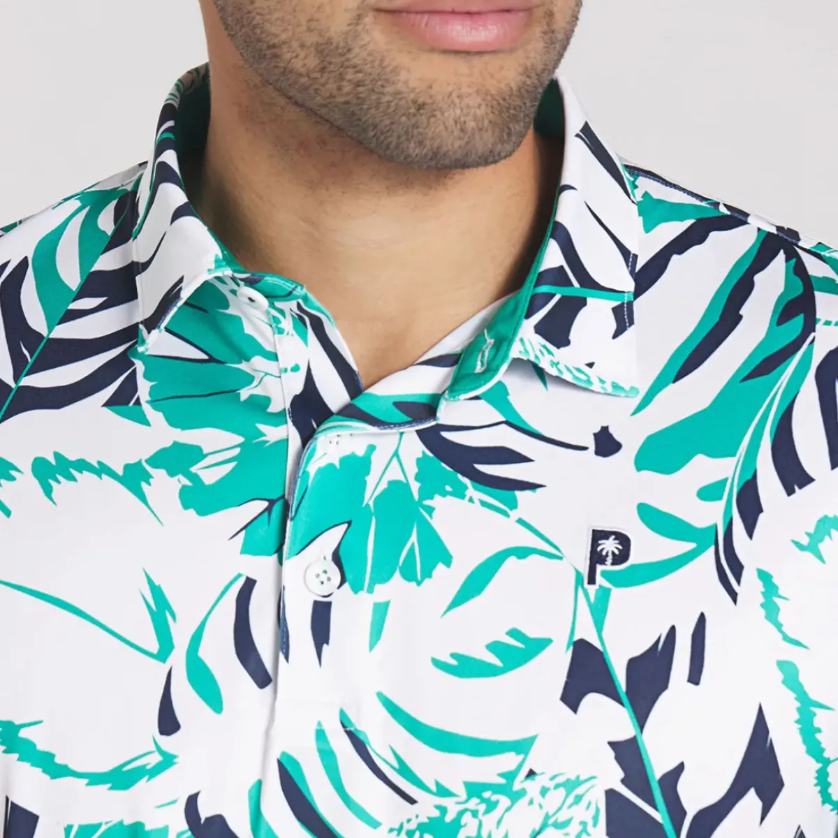 PUMA Men's X Palm Tree Crew Palm Glitch Golf Polo Shirt Men's Polo Shirts