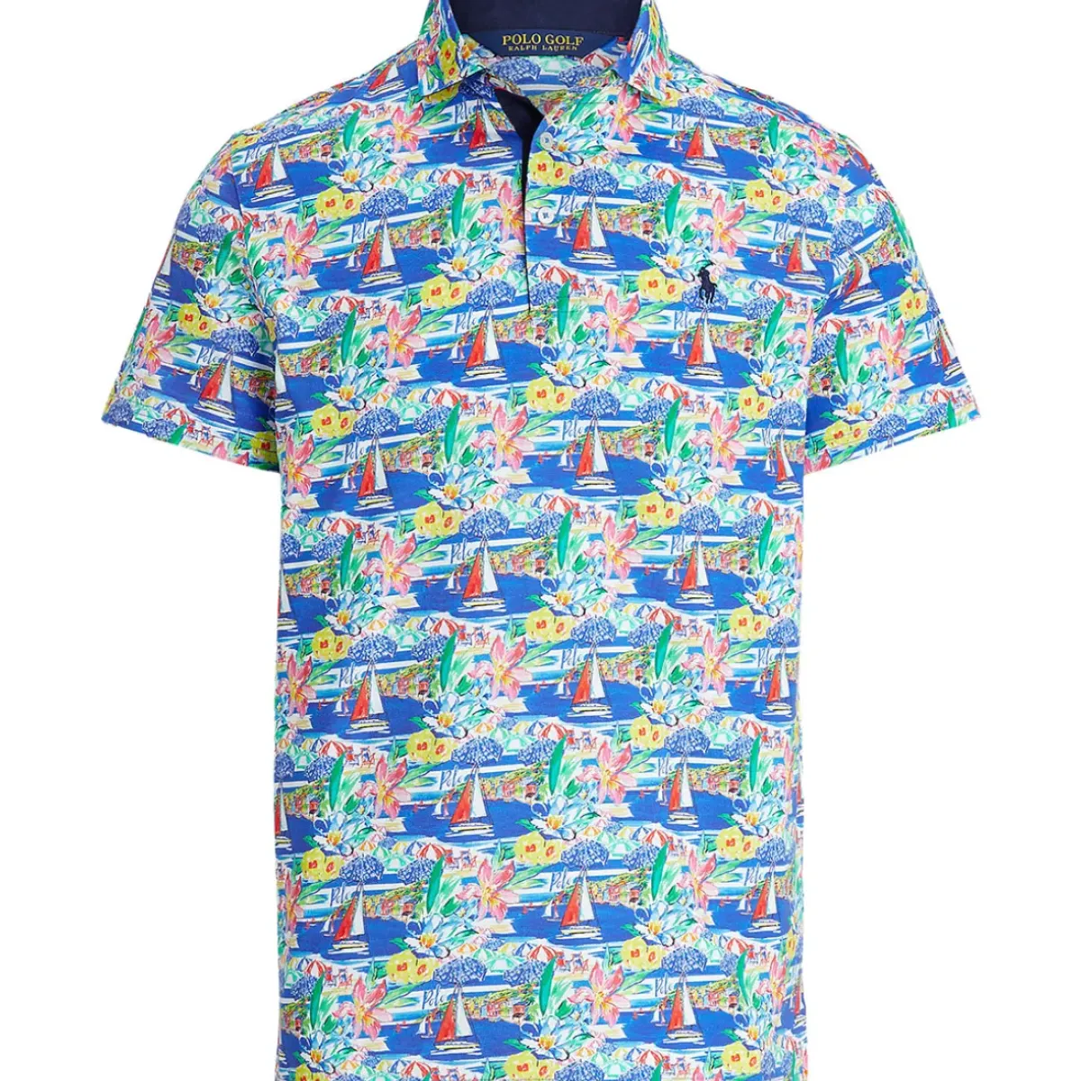 Sale Men's Custom Slim Fit Riviera Print Jersey Golf Polo Shirt Men's Polo Shirts