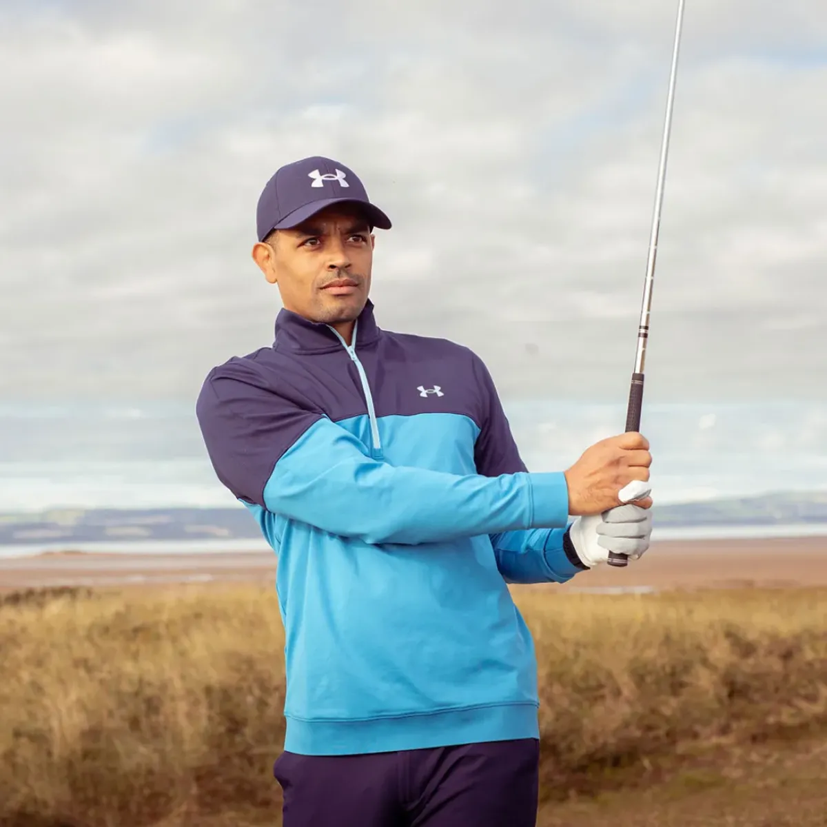 Clearance Men's Storm Half Zip Golf Midlayer Men's Sweaters|Men's Midlayers